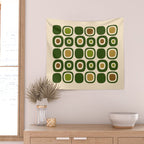 Mid Century Modern Modern Organic Shapes Pattern 321 Green Wall Tapestry Gallery Image 2