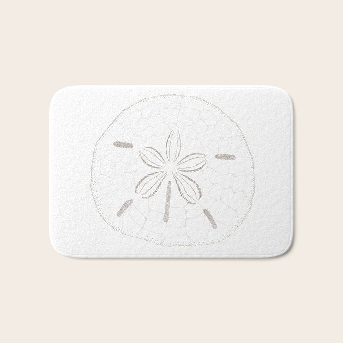 Sand Dollar Dreams - Brown on White Bath Mat