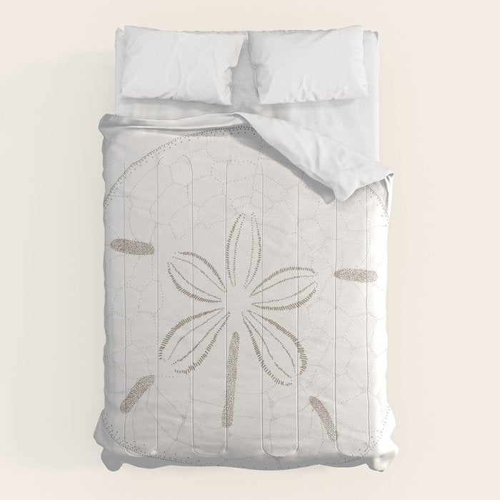 Sand Dollar Dreams - Brown on White Comforter Gallery Image 1