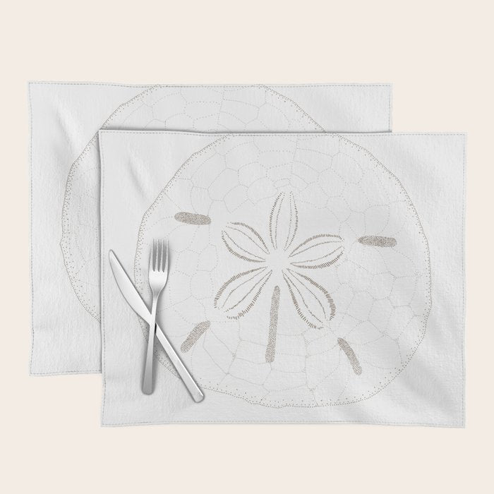 Sand Dollar Dreams - Brown on White Placemat Gallery Image 1