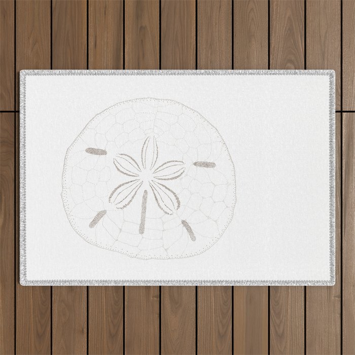 Sand Dollar Dreams - Brown on White Outdoor Rug Gallery Image 1