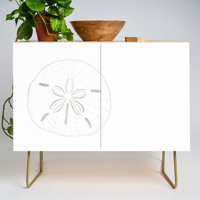 Sand Dollar Dreams - Brown on White Credenza Gallery Image 1