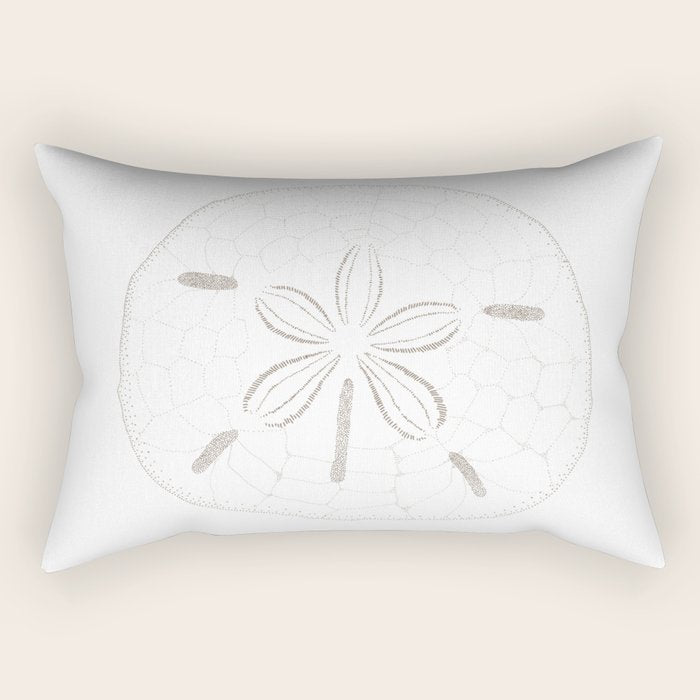 Sand Dollar Dreams - Brown on White Rectangular Pillow Gallery Image 1