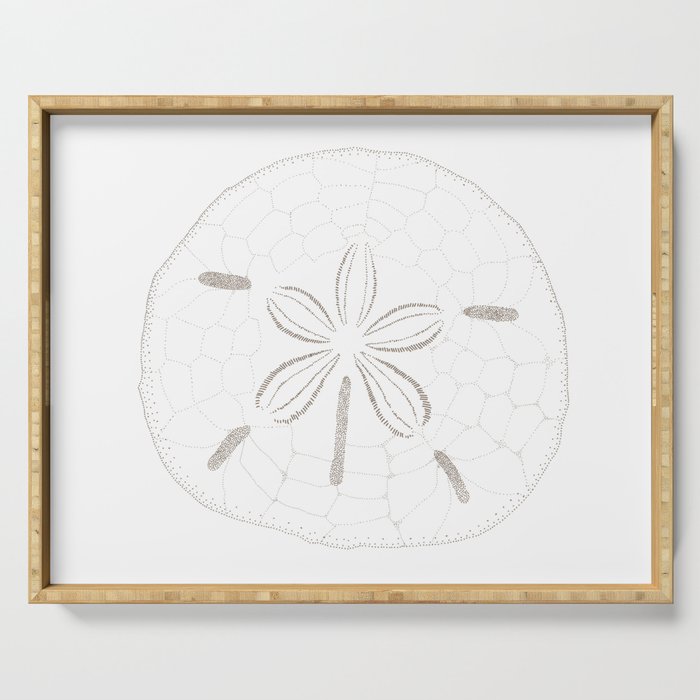 Sand Dollar Dreams - Brown on White Serving Tray Gallery Image 1