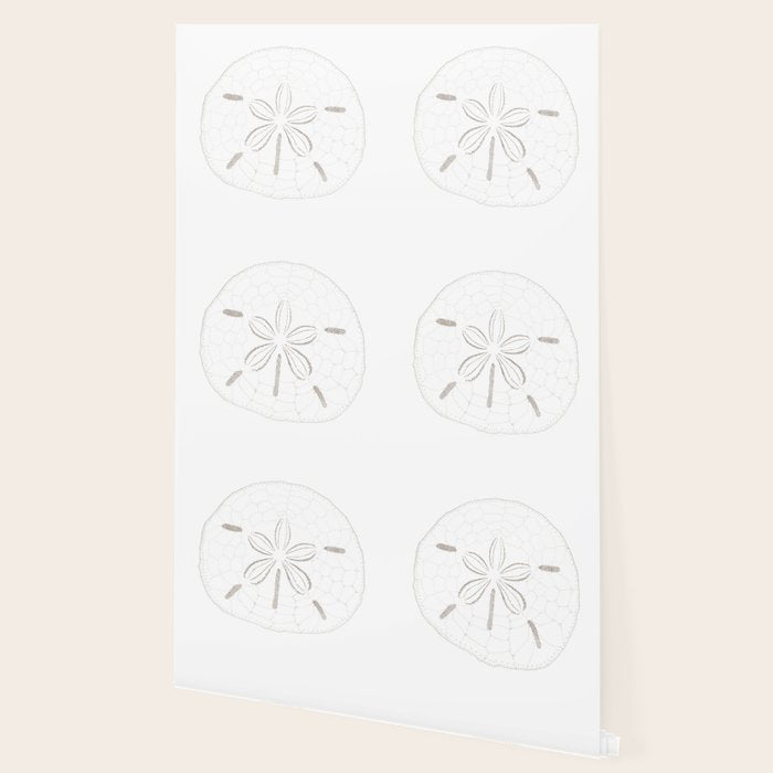 Sand Dollar Dreams - Brown on White Wallpaper Gallery Image 2