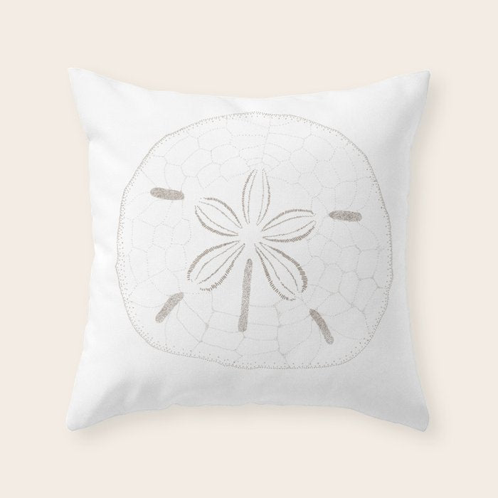 Sand Dollar Dreams - Brown on White Throw Pillow Gallery Image 6