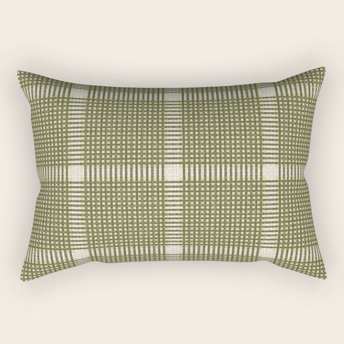 Cross Check Shaded Lichen, Chartreuse, Cream Rectangular Pillow Gallery Image 2