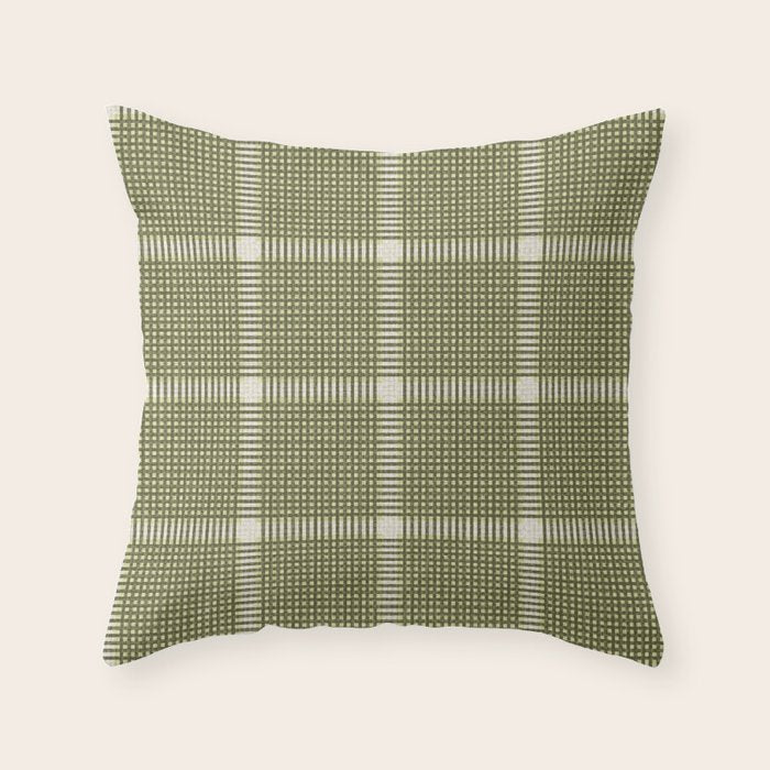 Cross Check Shaded Lichen, Chartreuse, Cream Throw Pillow Gallery Image 6