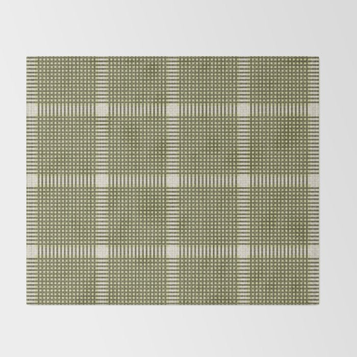 Cross Check Shaded Lichen, Chartreuse, Cream Throw Blanket Gallery Image 2