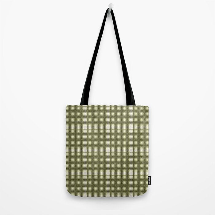 Cross Check Shaded Lichen, Chartreuse, Cream Tote Bag Gallery Image 2