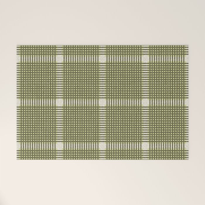 Cross Check Shaded Lichen, Chartreuse, Cream Welcome Mat Gallery Image 1
