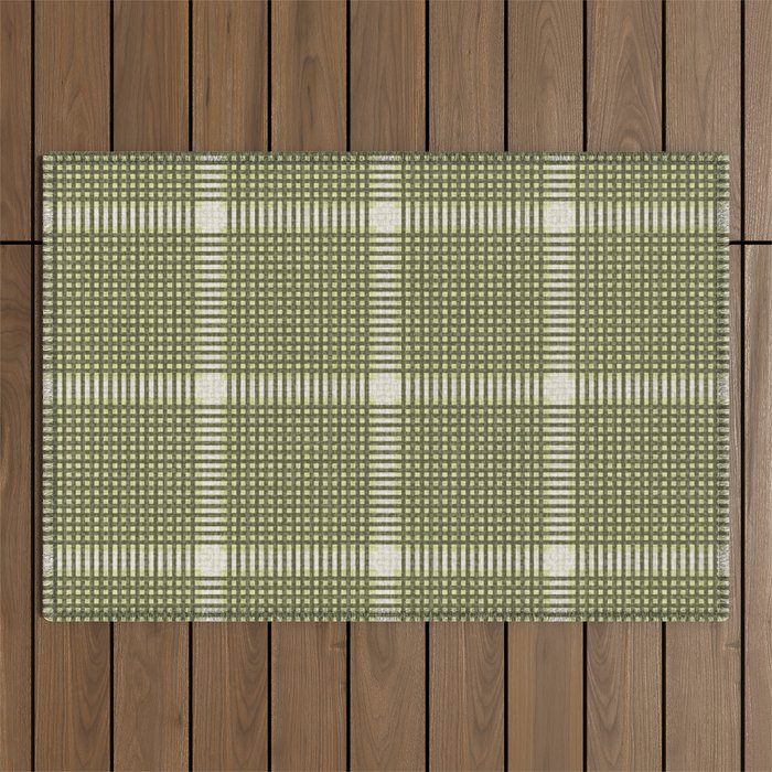 Cross Check Shaded Lichen, Chartreuse, Cream Outdoor Rug Gallery Image 1