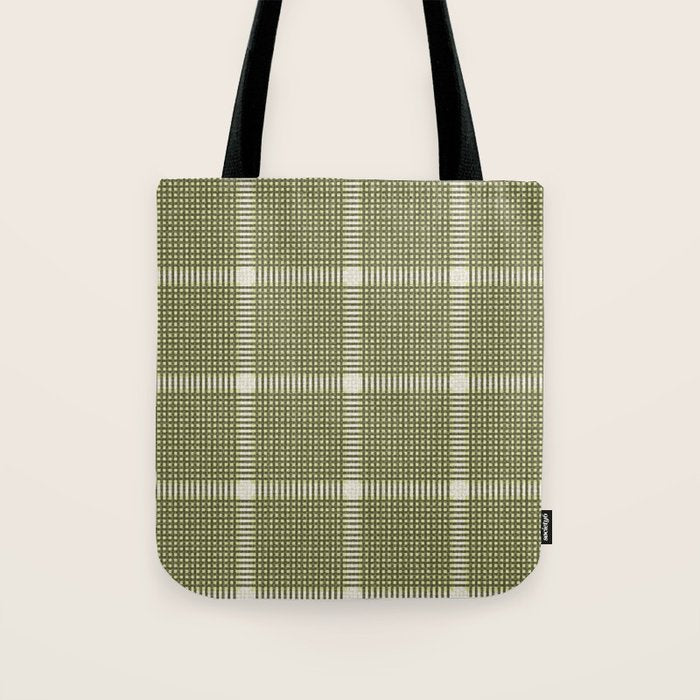 Cross Check Shaded Lichen, Chartreuse, Cream Tote Bag Gallery Image 1