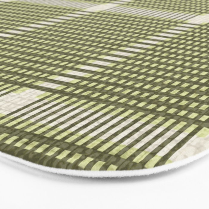 Cross Check Shaded Lichen, Chartreuse, Cream Bath Mat Gallery Image 3