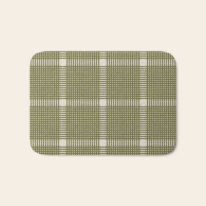Cross Check Shaded Lichen, Chartreuse, Cream Bath Mat Gallery Image 1