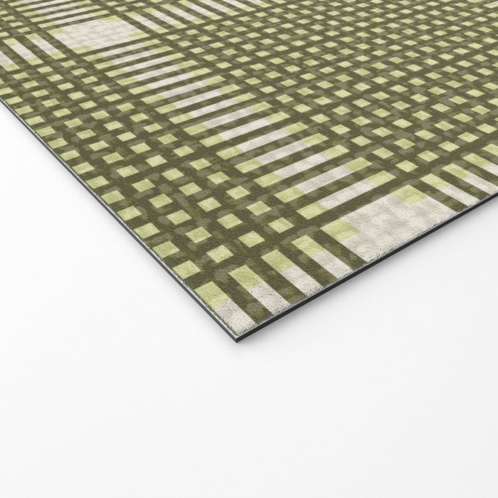 Cross Check Shaded Lichen, Chartreuse, Cream Welcome Mat Gallery Image 2