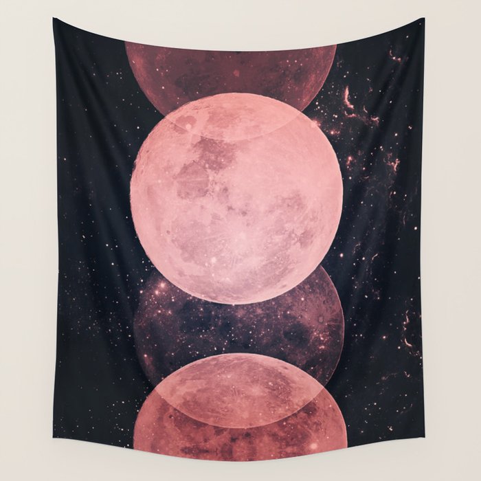 Pink Moon Phases Wall Tapestry