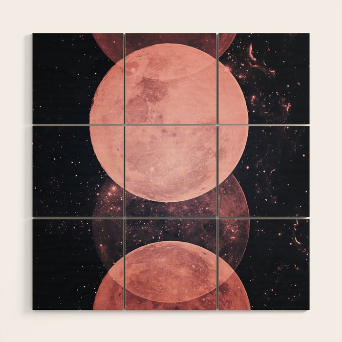 Pink Moon Phases Wood Wall Art Gallery Image 1
