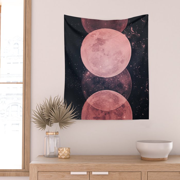 Pink Moon Phases Wall Tapestry Gallery Image 2