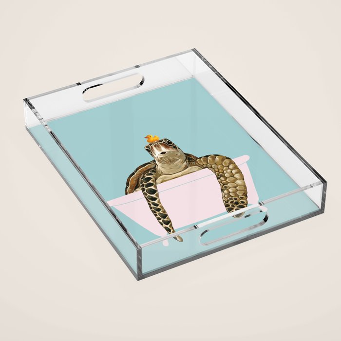 Sea Turtle in Bathtub Acrylic Tray Gallery Image 1