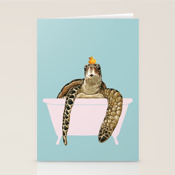 Sea Turtle in Bathtub Stationery Card Gallery Image 1