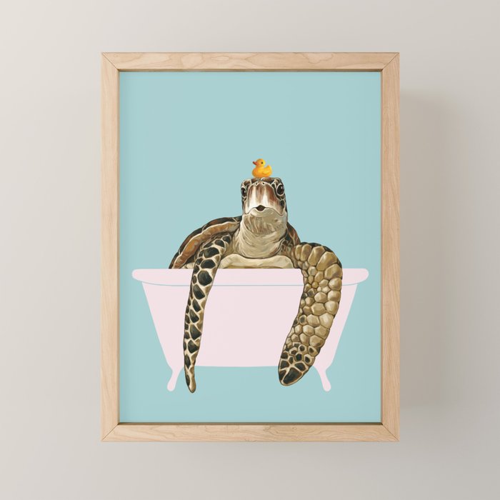 Sea Turtle in Bathtub Mini Art Print Gallery Image 1