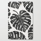 Watercolor Palm Leaves Black and White Cutting Board Gallery Image 1