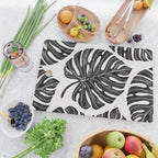 Watercolor Palm Leaves Black and White Cutting Board Gallery Image 2
