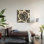 Watercolor Palm Leaves Black and White Wood Wall Art Gallery Image 2