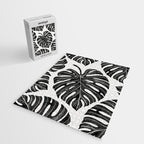 Watercolor Palm Leaves Black and White Jigsaw Puzzle Gallery Image 2