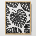 Watercolor Palm Leaves Black and White Serving Tray Gallery Image 1