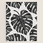 Watercolor Palm Leaves Black and White Jigsaw Puzzle Gallery Image 1
