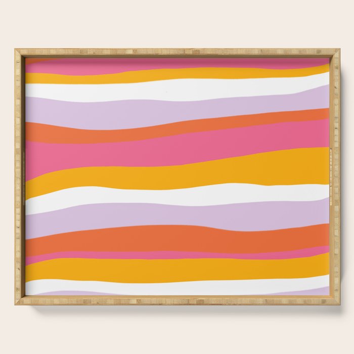 cali beach stripes Serving Tray Gallery Image 1