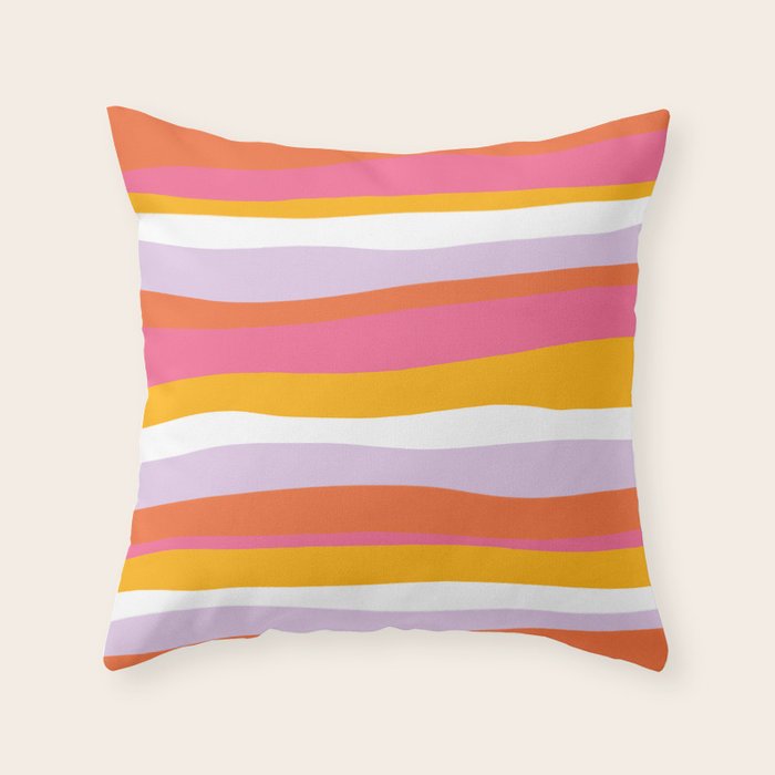 cali beach stripes Throw Pillow Gallery Image 6