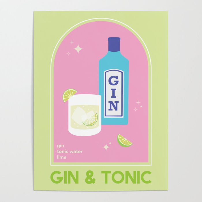 Gin and Tonic Cocktail Poster Gallery Image 1