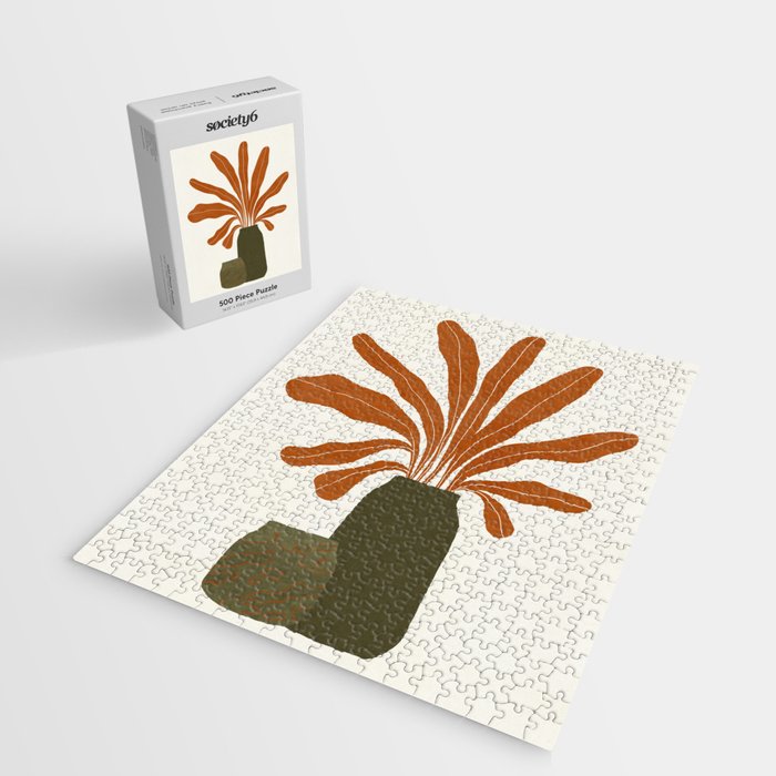Two Green Vases & Orange Plant Jigsaw Puzzle Gallery Image 2