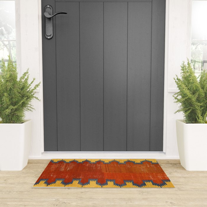 Karapinar Konya Central Anatolian Kilim Print Welcome Mat Gallery Image 3