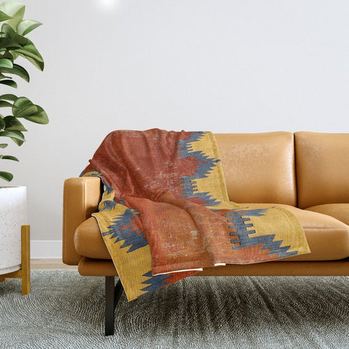 Karapinar Konya Central Anatolian Kilim Print Throw Blanket Gallery Image 1