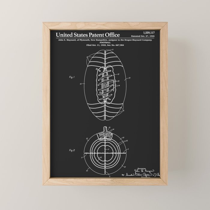 Football Patent - Black Mini Art Print Gallery Image 1