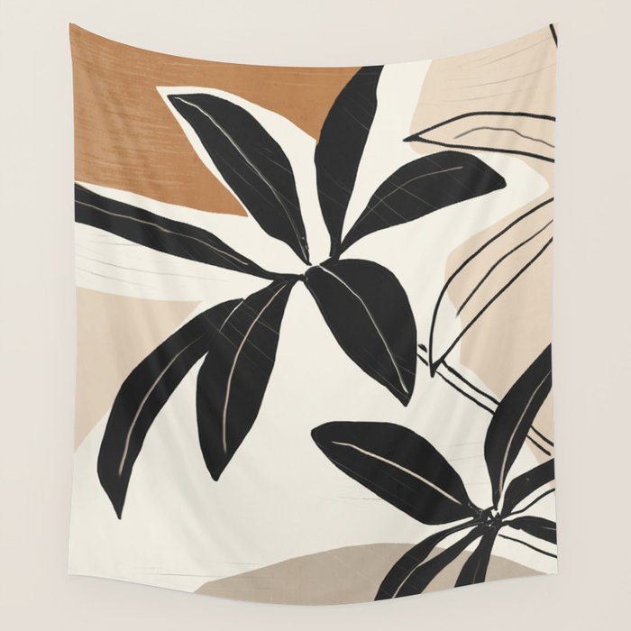 Modern Abstract Art Plant Wall Tapestry Gallery Image 4