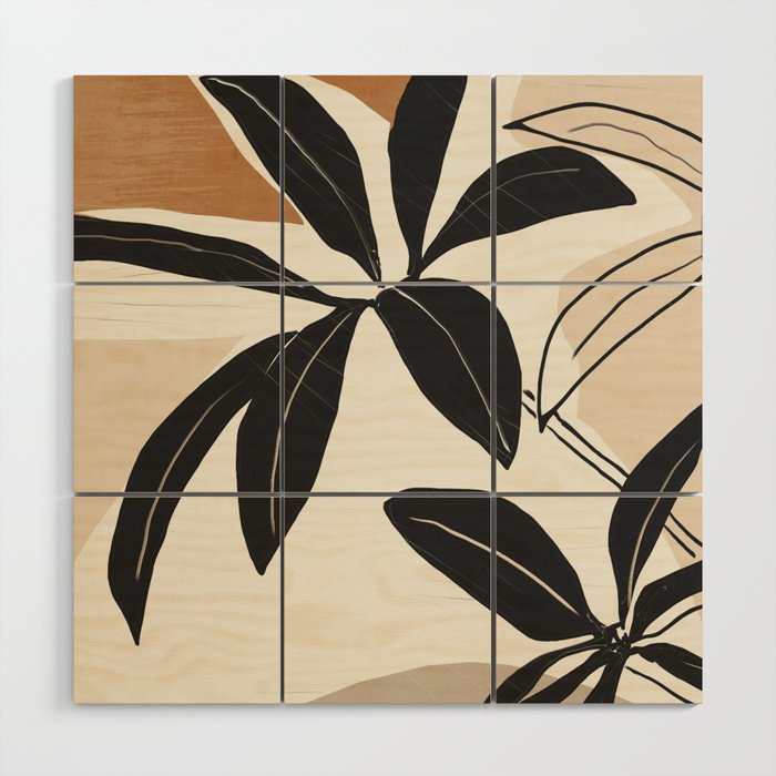 Modern Abstract Art Plant Wood Wall Art Gallery Image 1
