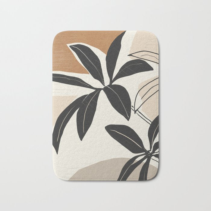 Modern Abstract Art Plant Bath Mat Gallery Image 1