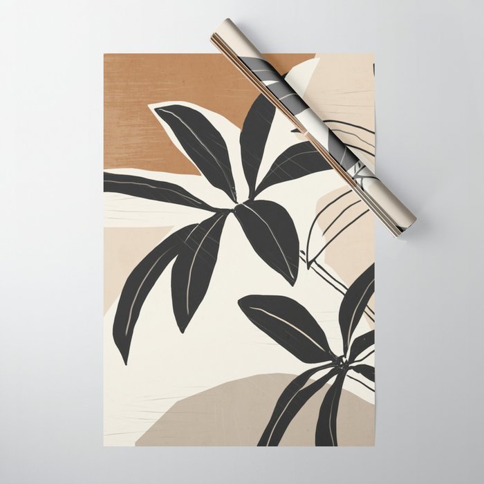 Modern Abstract Art Plant Wrapping Paper Gallery Image 1