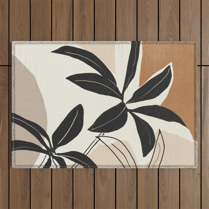 Modern Abstract Art Plant Outdoor Rug Gallery Image 1