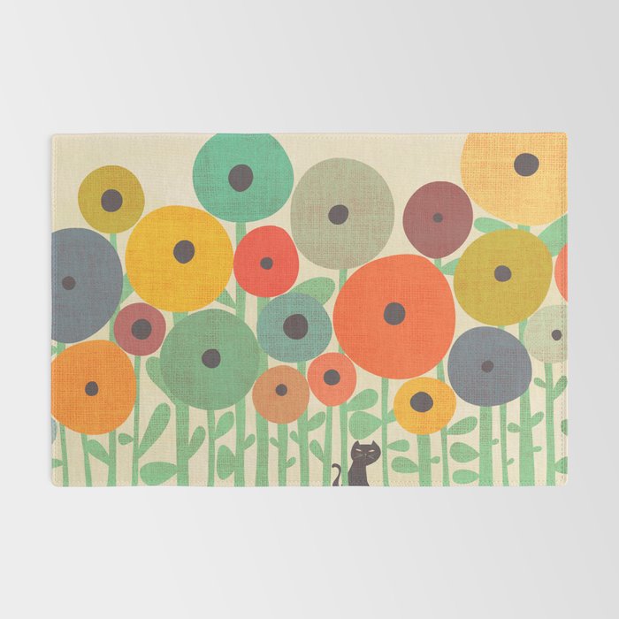 Cat in flower garden Rug Gallery Image 2