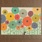 Cat in flower garden Outdoor Rug Gallery Image 4