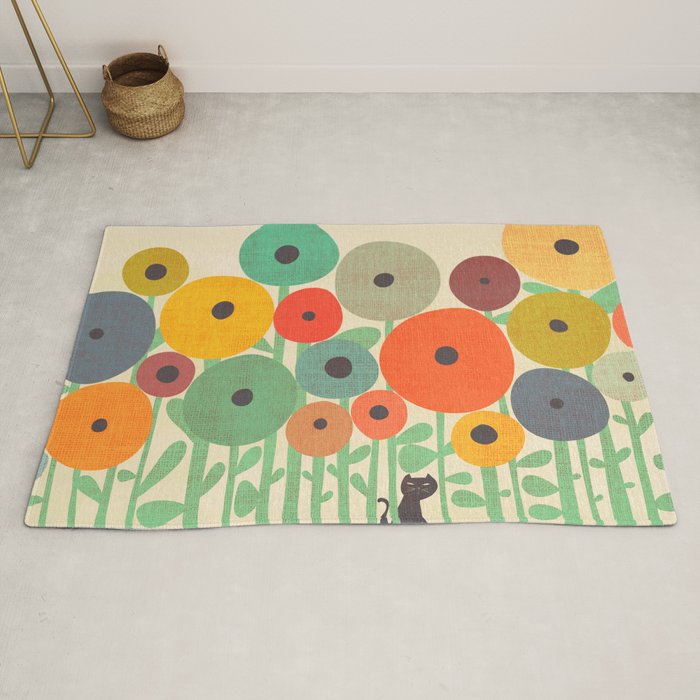 Cat in flower garden Rug Gallery Image 2