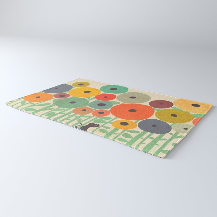 Cat in flower garden Rug Gallery Image 3