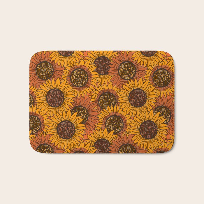 Fall Sunflower Print Bath Mat Gallery Image 1