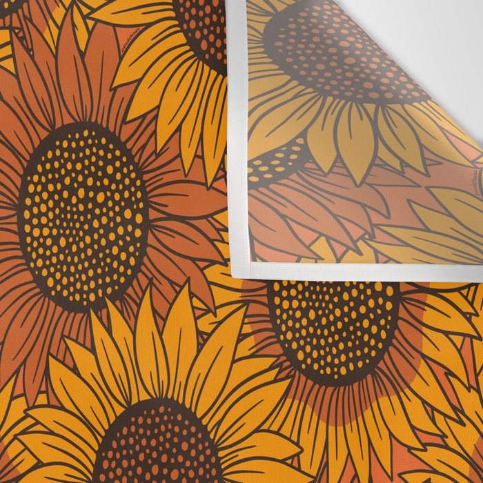 Fall Sunflower Print Wall Tapestry Gallery Image 3